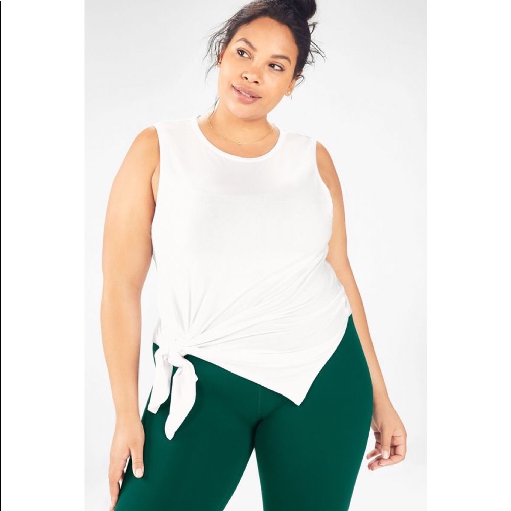 Fabletics Alia Tied Sleeveless Tank Top White XXL EUC
